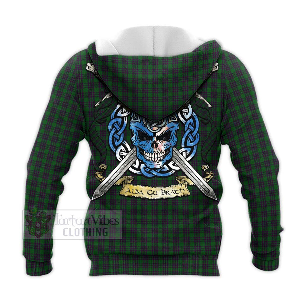 Elphinstone Tartan Knitted Hoodie with Family Crest Celtic Skull Style - Tartan Vibes Clothing