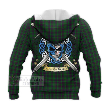 Elphinstone Tartan Knitted Hoodie with Family Crest Celtic Skull Style - Tartan Vibes Clothing