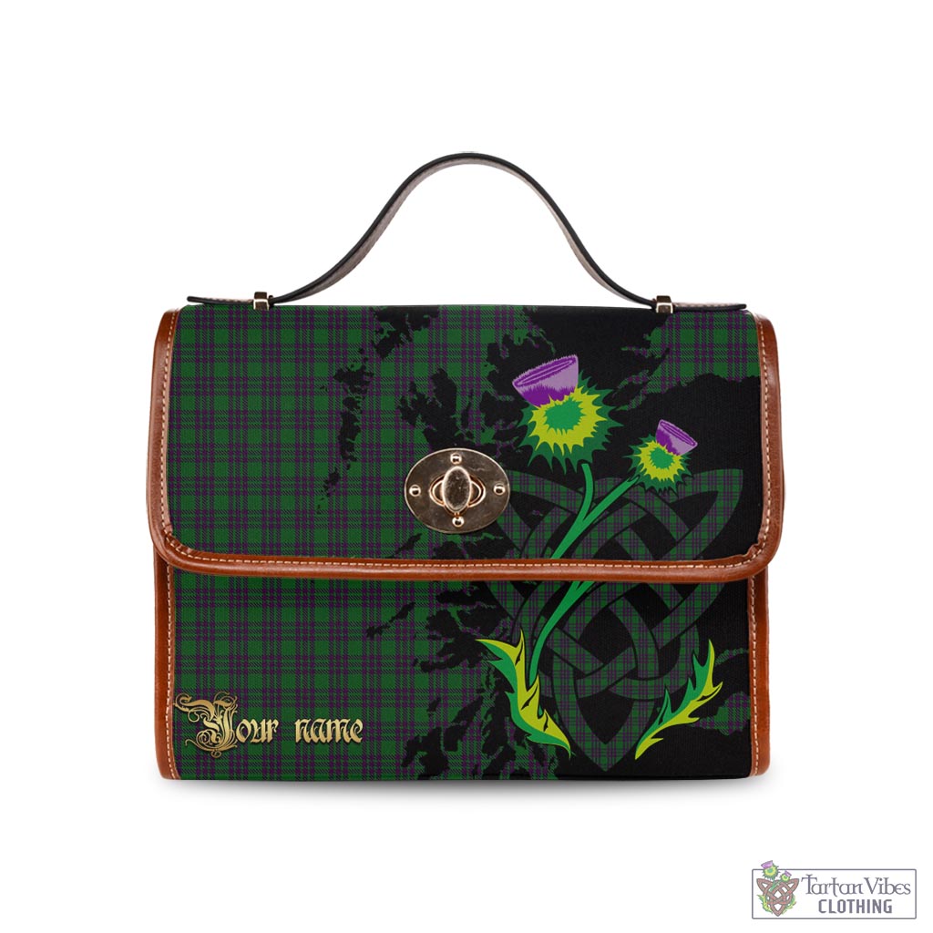 Tartan Vibes Clothing Elphinstone Tartan Waterproof Canvas Bag with Scotland Map and Thistle Celtic Accents