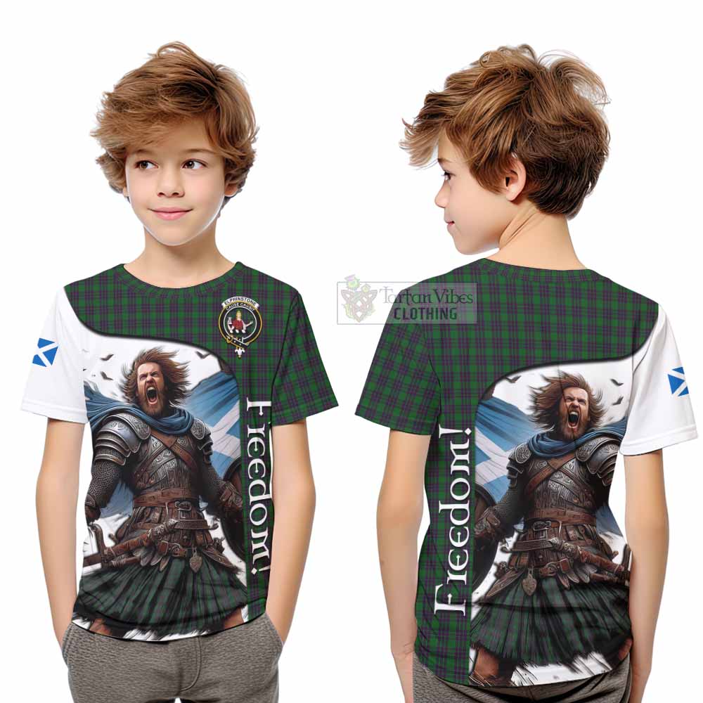 Tartan Vibes Clothing Elphinstone Crest Tartan Kid T-Shirt Inspired by the Freedom of Scottish Warrior