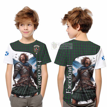 Tartan Vibes Clothing Elphinstone Crest Tartan Kid T-Shirt Inspired by the Freedom of Scottish Warrior