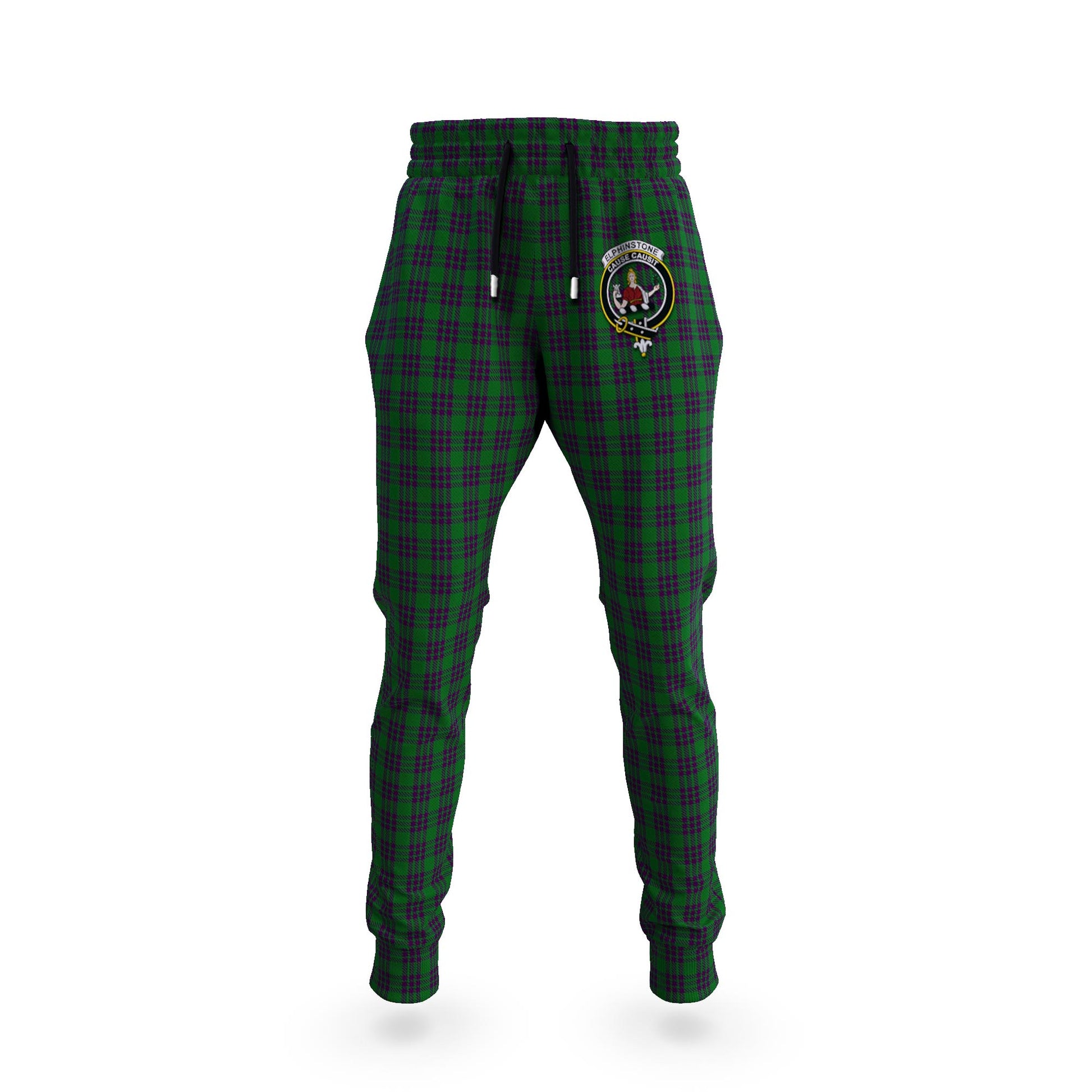 Elphinstone Tartan Joggers Pants with Family Crest 5XL - Tartan Vibes Clothing