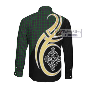 Elphinstone Tartan Long Sleeve Button Shirt with Family Crest and Celtic Symbol Style Men's Shirt - Tartan Vibes Clothing