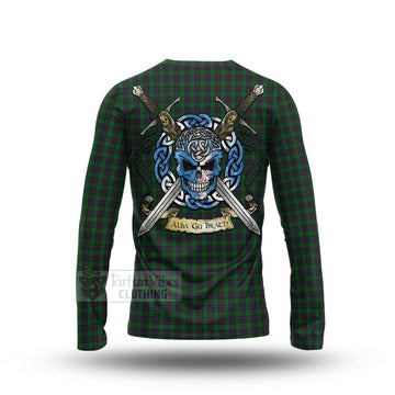 Elphinstone Tartan Long Sleeve T-Shirt with Family Crest Celtic Skull Style - Tartan Vibes Clothing