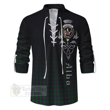 Elphinstone Tartan Ghillie Kilt Shirt Featuring Alba Gu Brath Family Crest Celtic Inspired - Tartan Vibes Clothing