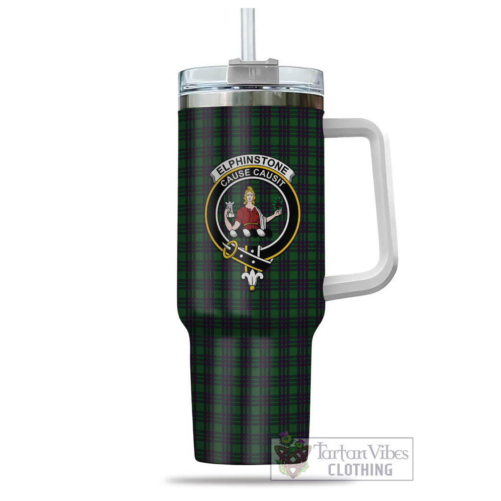 Elphinstone Tartan Tumbler with Handle with Family Crest - Tartan Vibes Clothing