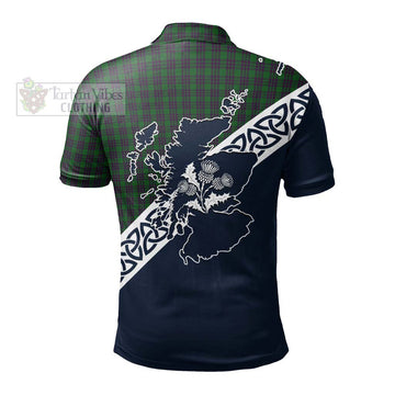 Elphinstone Tartan Polo Shirt Featuring Thistle and Scotland Map - Tartanvibesclothing Store