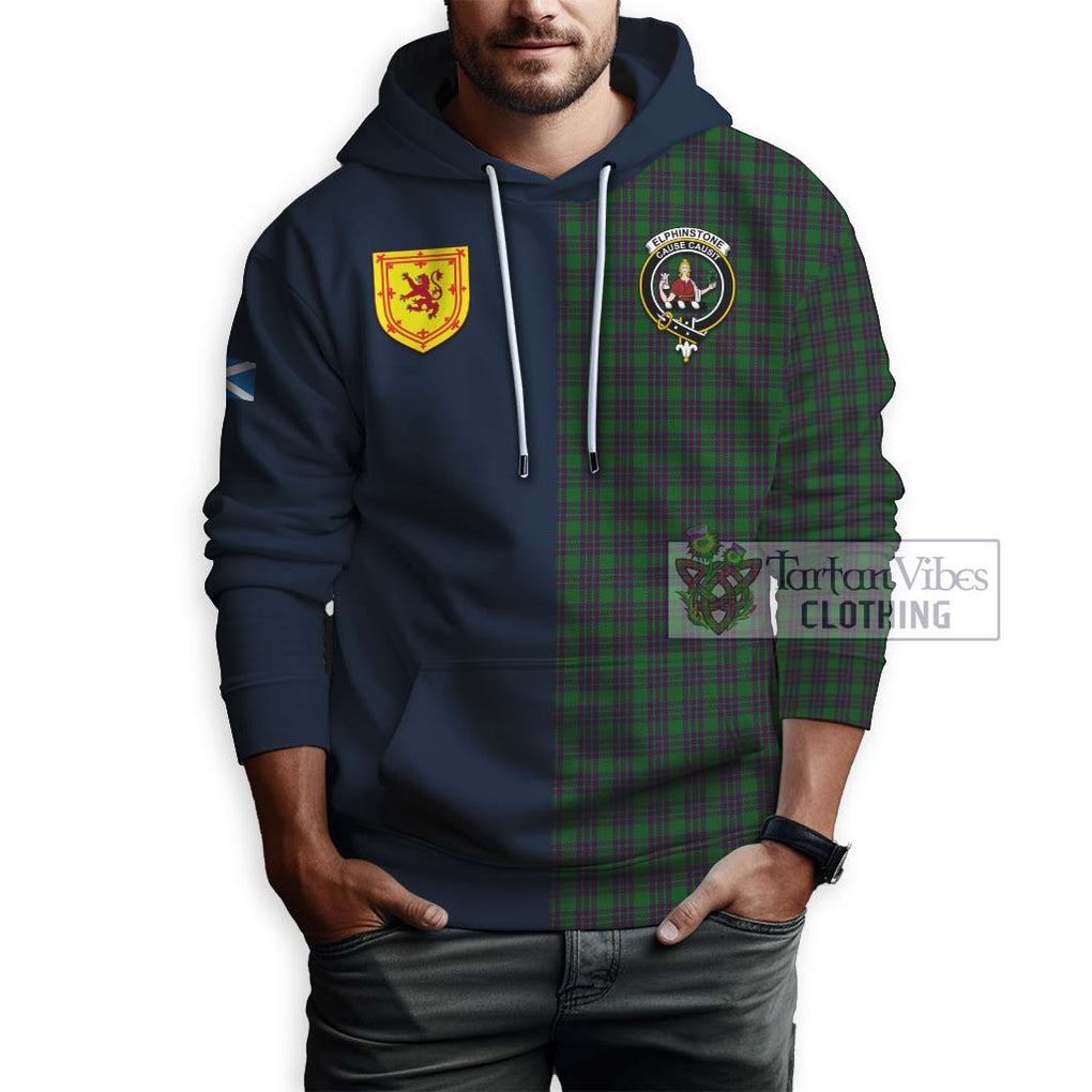Elphinstone Tartan Hoodie Alba with Scottish Lion Royal Arm Half Style - Tartan Vibes Clothing