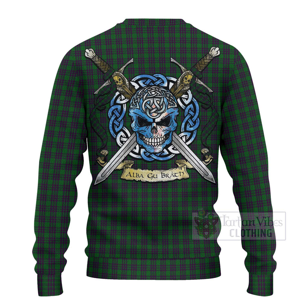 Elphinstone Tartan Ugly Sweater with Family Crest Celtic Skull Style - Tartan Vibes Clothing