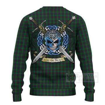 Elphinstone Tartan Ugly Sweater with Family Crest Celtic Skull Style - Tartan Vibes Clothing