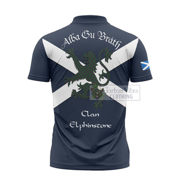 Elphinstone Tartan Lion Rampant Zipper Polo Shirt Proudly Display Your Heritage with Alba Gu Brath and Clan Name - Tartan Vibes Clothing