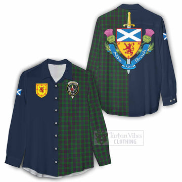 Elphinstone Tartan Women's Casual Shirt Alba with Scottish Lion Royal Arm Half Style - Tartan Vibes Clothing