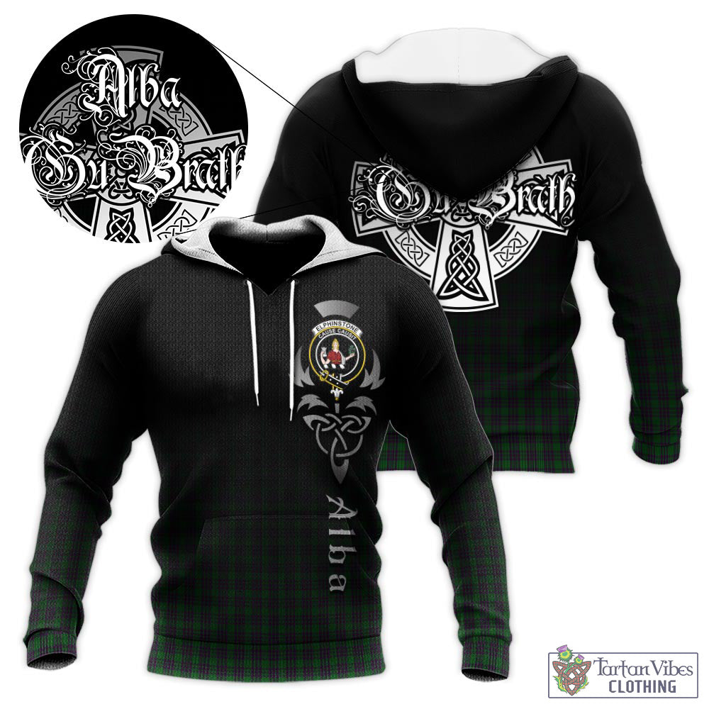 Elphinstone Tartan Knitted Hoodie Featuring Alba Gu Brath Family Crest Celtic Inspired - Tartan Vibes Clothing