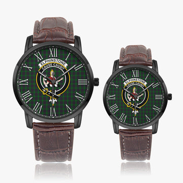 Elphinstone Tartan Family Crest Leather Strap Quartz Watch - Tartan Vibes Clothing