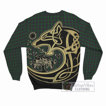 Elphinstone Tartan Sweatshirt with Family Crest Celtic Wolf Style - Tartan Vibes Clothing