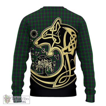 Elphinstone Tartan Ugly Sweater with Family Crest Celtic Wolf Style - Tartan Vibes Clothing