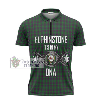 Elphinstone Tartan Zipper Polo Shirt with Family Crest DNA In Me Style - Tartan Vibes Clothing