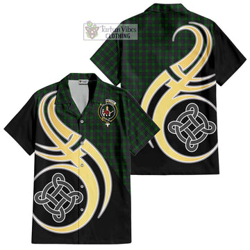 Elphinstone Tartan Hawaiian Shirt with Family Crest and Celtic Symbol Style - Tartan Vibes Clothing