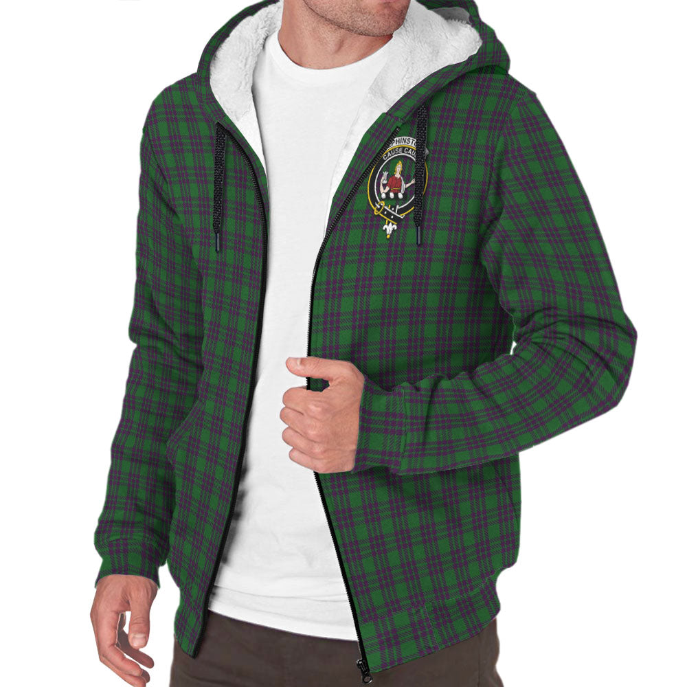 Elphinstone Tartan Sherpa Hoodie with Family Crest - Tartan Vibes Clothing