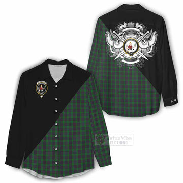 Elphinstone Tartan Women's Casual Shirt with Family Crest and Military Logo Style - Tartan Vibes Clothing