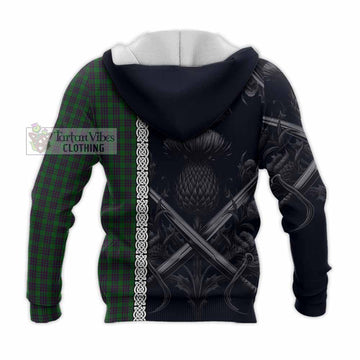 Elphinstone Tartan Knitted Hoodie with Family Crest Cross Sword Thistle Celtic Vibes - Tartan Vibes Clothing