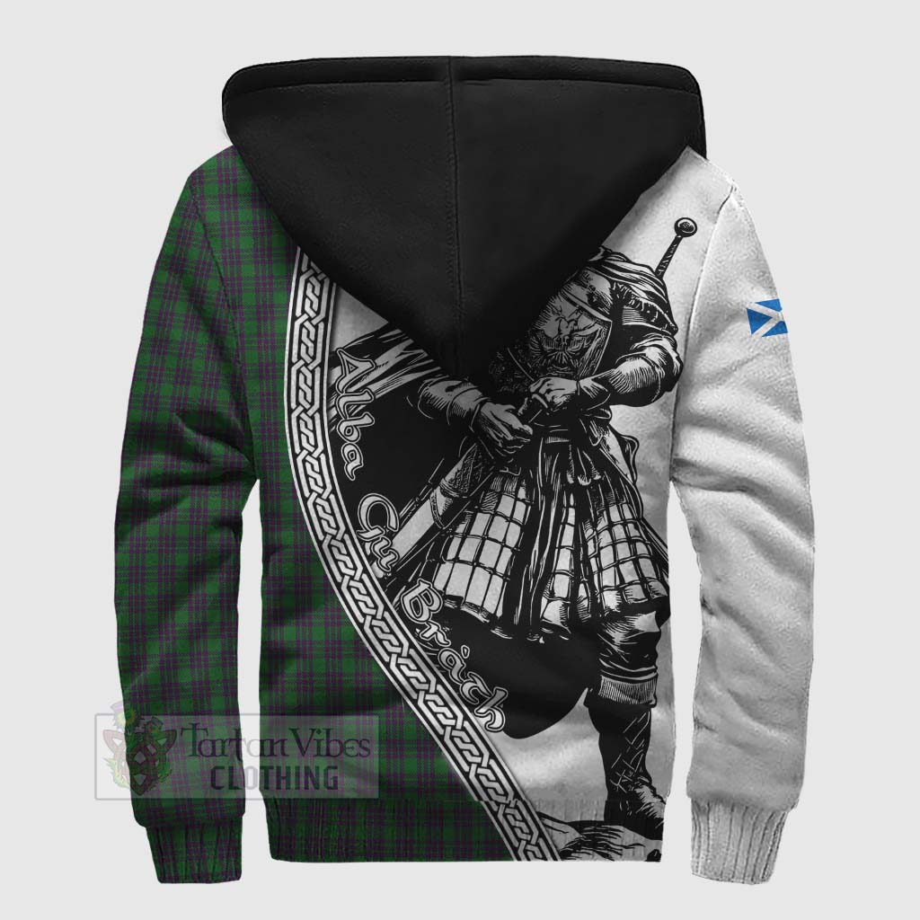 Elphinstone Tartan Clan Crest Sherpa Hoodie with Highlander Warrior Celtic Style - Tartan Vibes Clothing
