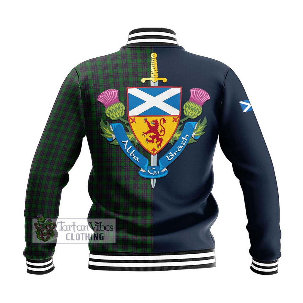Elphinstone Tartan Baseball Jacket Alba with Scottish Lion Royal Arm Half Style - Tartan Vibes Clothing