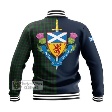 Elphinstone Tartan Baseball Jacket Alba with Scottish Lion Royal Arm Half Style - Tartan Vibes Clothing