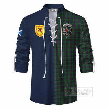 Elphinstone Tartan Ghillie Kilt Shirt Alba with Scottish Lion Royal Arm Half Style - Tartan Vibes Clothing