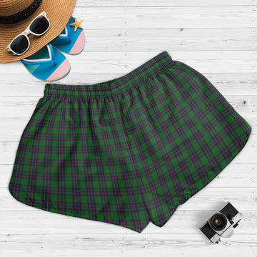 Elphinstone Tartan Womens Shorts with Family Crest