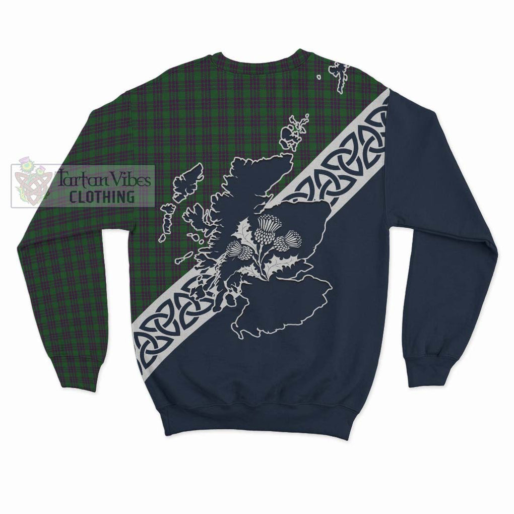 Elphinstone Tartan Sweatshirt Featuring Thistle and Scotland Map - Tartan Vibes Clothing