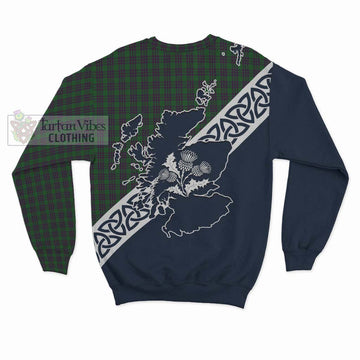 Elphinstone Tartan Sweatshirt Featuring Thistle and Scotland Map - Tartan Vibes Clothing
