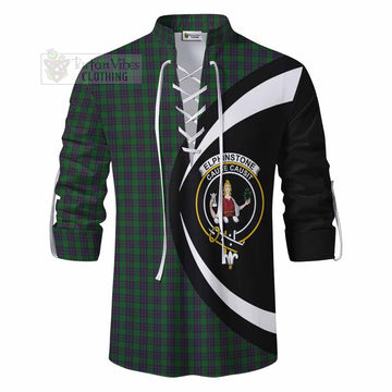 Elphinstone Tartan Ghillie Kilt Shirt with Family Crest Circle Style - Tartan Vibes Clothing