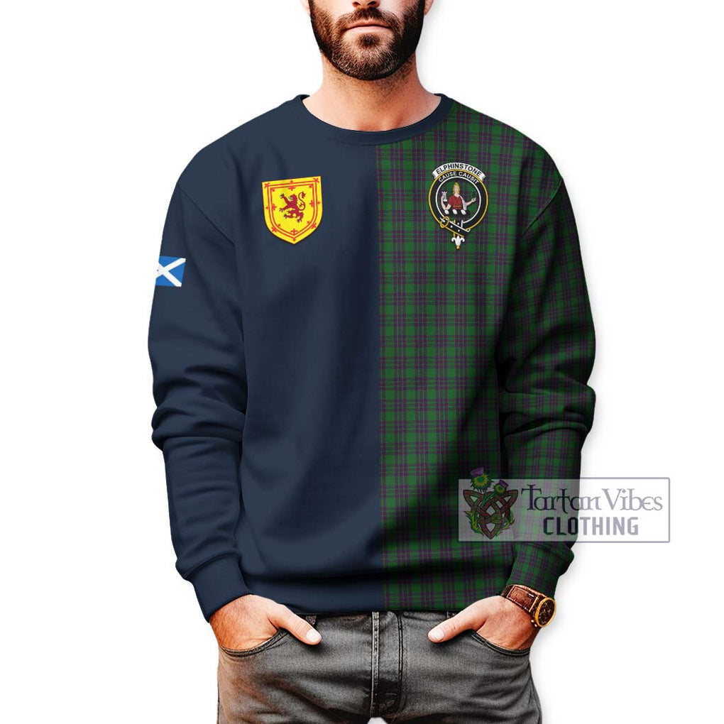 Elphinstone Tartan Sweatshirt Alba with Scottish Lion Royal Arm Half Style - Tartan Vibes Clothing