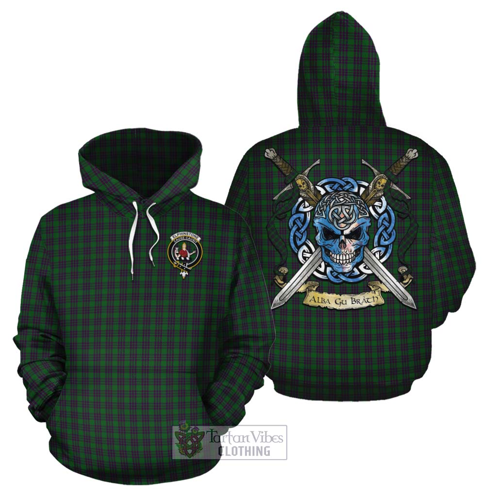 Elphinstone Tartan Cotton Hoodie with Family Crest Celtic Skull Style Zip Hoodie - Tartan Vibes Clothing