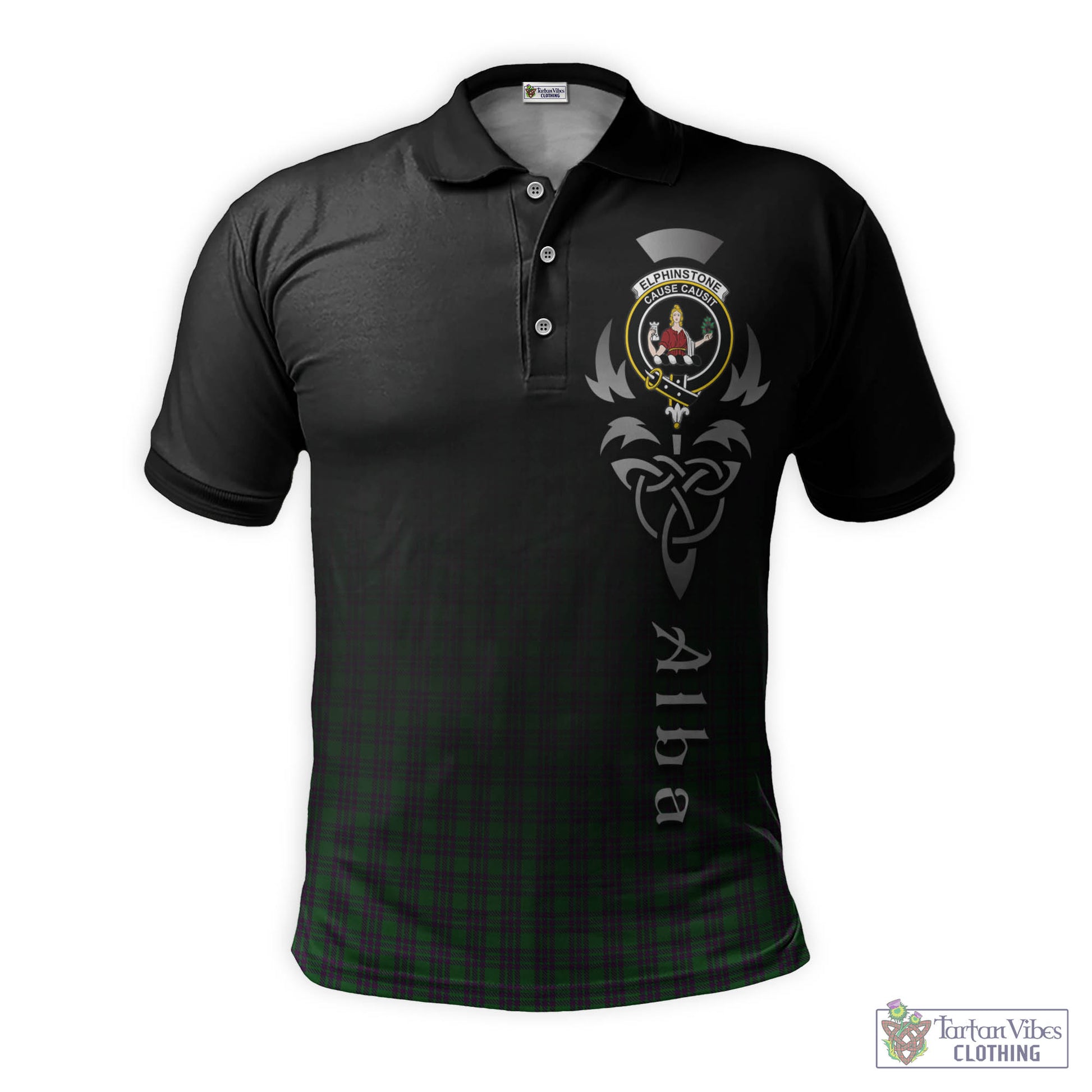 Elphinstone Tartan Polo Shirt Featuring Alba Gu Brath Family Crest Celtic Inspired - Tartan Vibes Clothing
