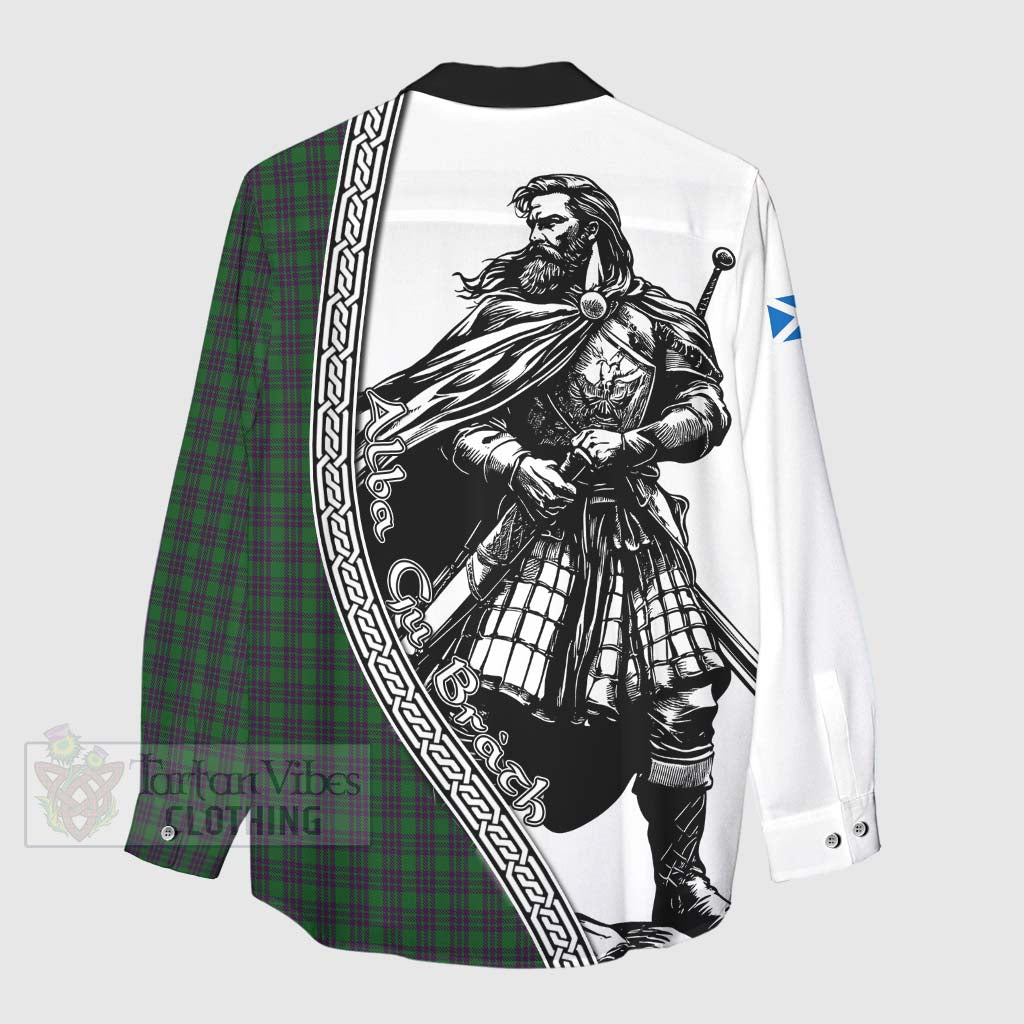 Elphinstone Tartan Clan Crest Women's Casual Shirt with Highlander Warrior Celtic Style - Tartan Vibes Clothing