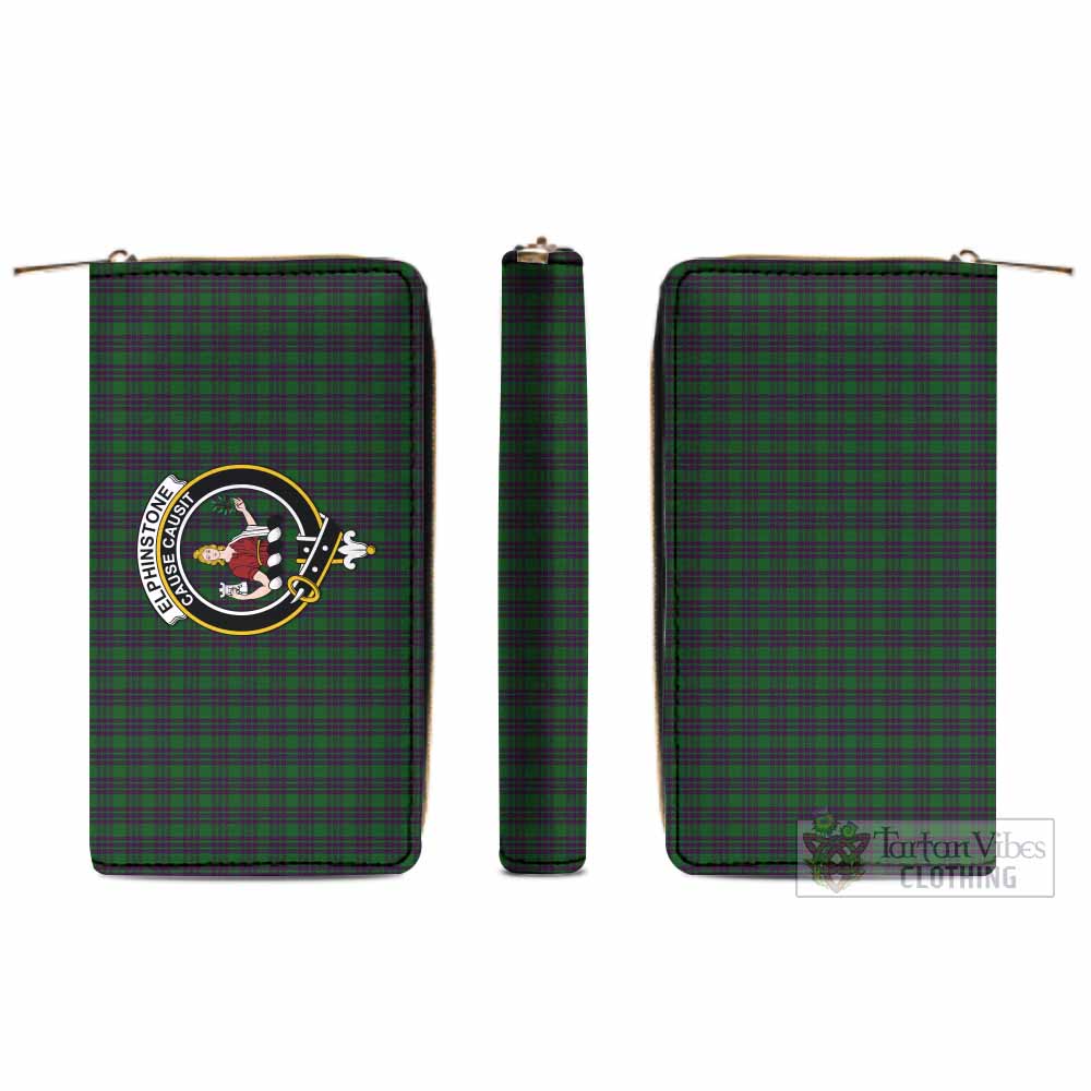 Elphinstone Tartan Women's Leather Wallet with Family Crest - Tartan Vibes Clothing