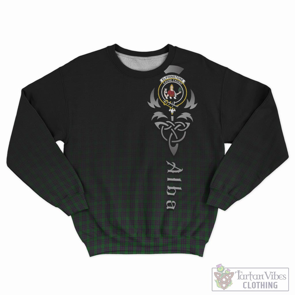 Elphinstone Tartan Sweatshirt Featuring Alba Gu Brath Family Crest Celtic Inspired - Tartan Vibes Clothing