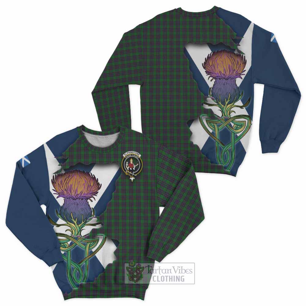 Elphinstone Tartan Family Crest Sweatshirt Scottish Thistle Celtic Inspired - Tartan Vibes Clothing
