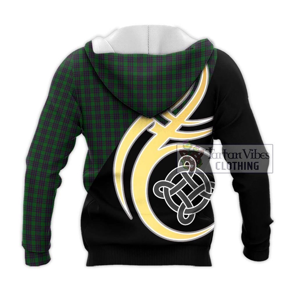 Elphinstone Tartan Knitted Hoodie with Family Crest and Celtic Symbol Style - Tartan Vibes Clothing