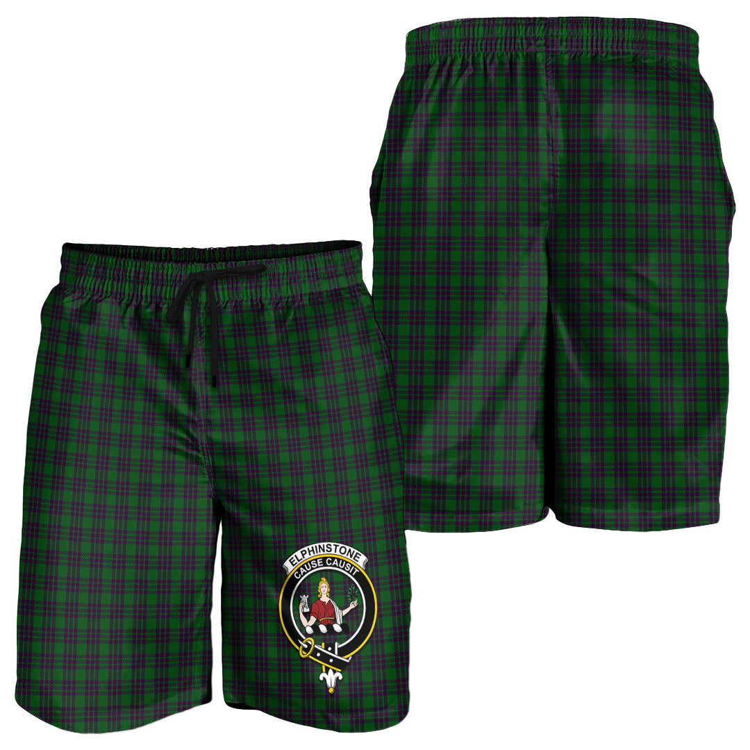 Elphinstone Tartan Mens Shorts with Family Crest - Tartan Vibes Clothing