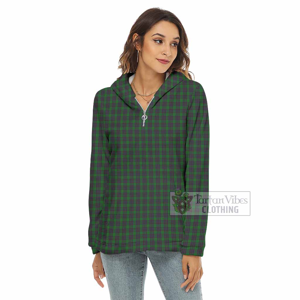 Elphinstone Tartan Women's Borg Fleece Hoodie with Half Zip - Tartan Vibes Clothing