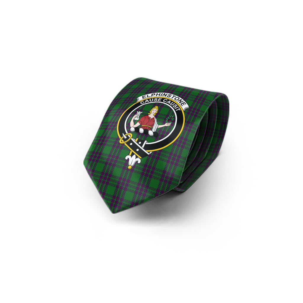 Elphinstone Tartan Classic Necktie with Family Crest - Tartan Vibes Clothing