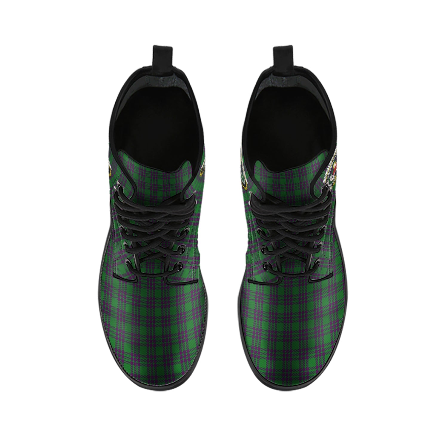 Elphinstone Tartan Leather Boots with Family Crest - Tartan Vibes Clothing