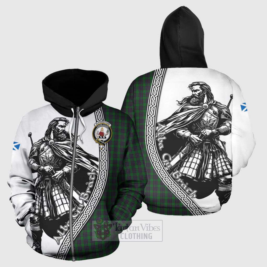 Elphinstone Tartan Clan Crest Hoodie with Highlander Warrior Celtic Style - Tartan Vibes Clothing