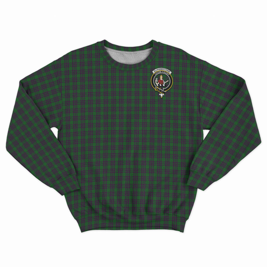 Elphinstone Tartan Sweatshirt with Family Crest - Tartan Vibes Clothing