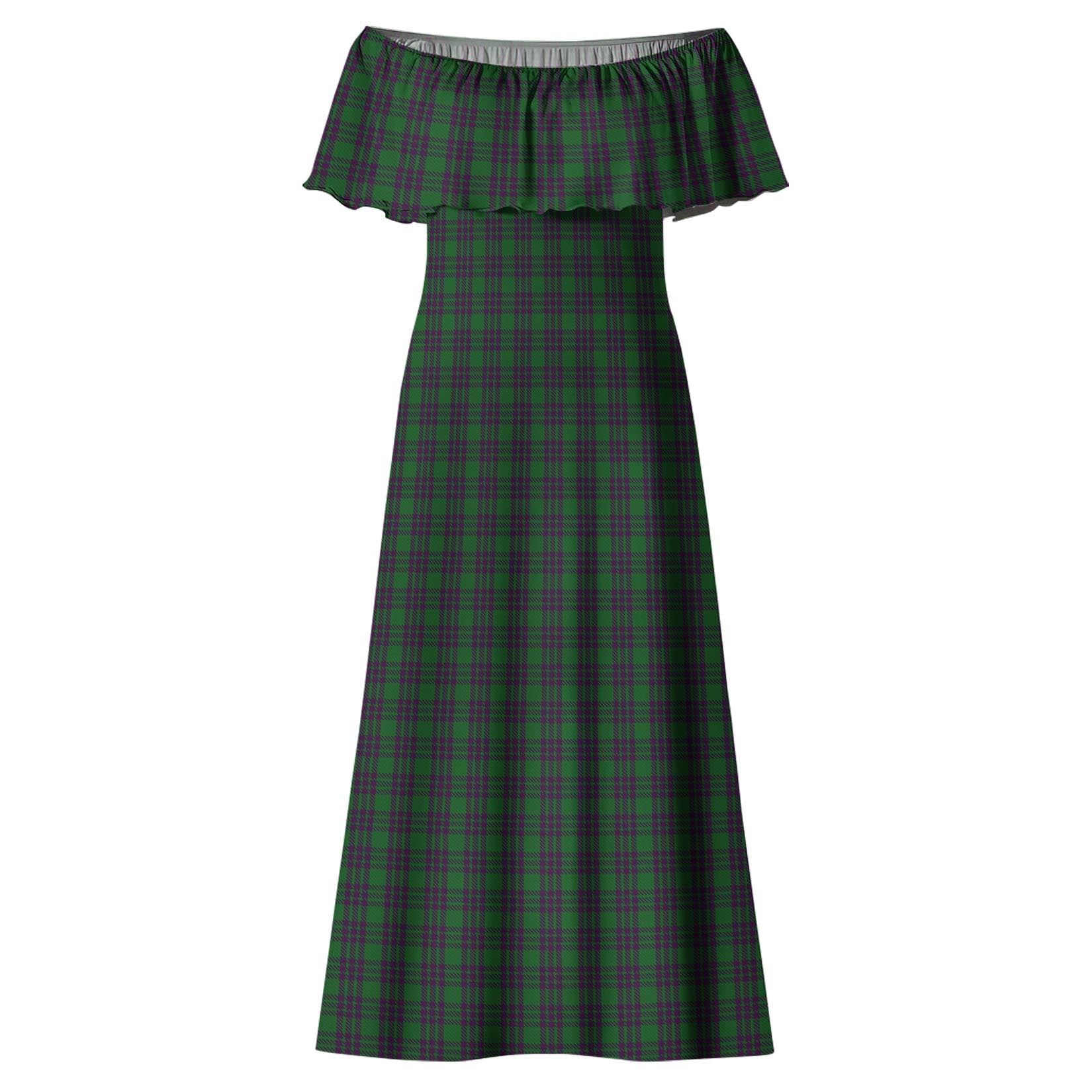 Elphinstone Tartan Off Shoulder Long Dress - Tartan Vibes Clothing