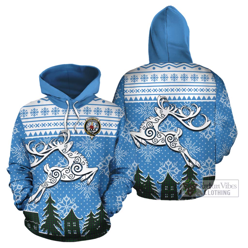 Elphinstone Clan Christmas Cotton Hoodie Celtic Reindeer Style Zip Hoodie - Tartan Vibes Clothing