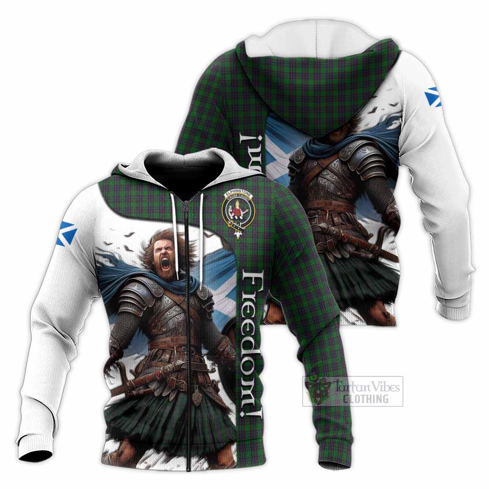 Tartan Vibes Clothing Elphinstone Crest Tartan Knitted Hoodie Inspired by the Freedom of Scottish Warrior